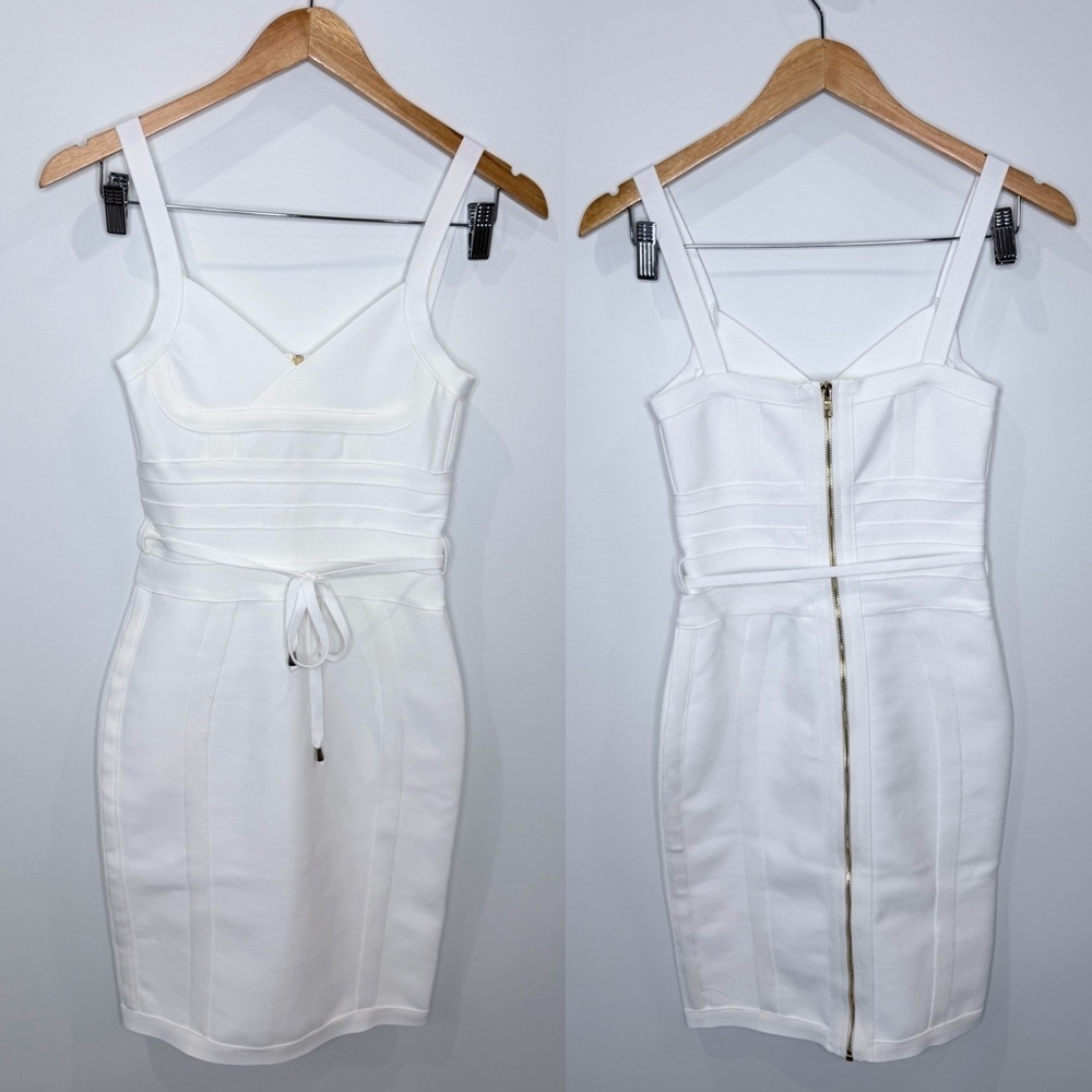 Bella Barnett White Bandage Bodycon Dress with Belt